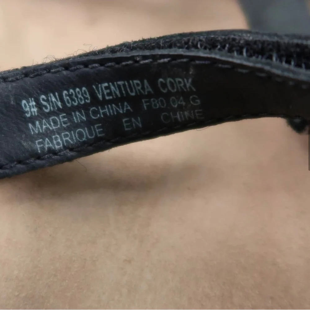 Teva Shoes Womens 9 Ventura Cork Sandals Leather Adjustable Strap Comfort Black - Picture 9 of 9